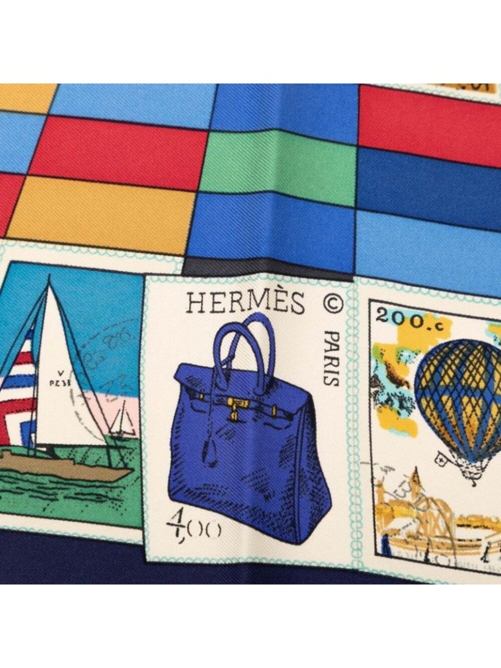 ★SOLD★ Hermes Carre 90 Correspondanc Scarf Navy Multicolor Silk - Picture 3 of 7